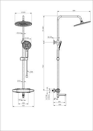 Душевая стойка Wonzon&Woghand Neo WW-B3035-A2-BG термостат, брашированное золото