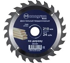 Диск пильный твердосплавный Basis (210х30 мм; 24 зуба) MONOGRAM 086-884