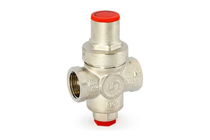 Редуктор давления никелированный Uni-Fitt MINI 1/2" В, 1-4 бар, PN16 с отверстием под радиальный манометр 1/4" 203N2140