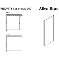 Боковая стенка Allen Brau Priority 90x200 см 3.31018.BBA прозрачная, черный браш