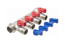 Коллектор с отсекающими кранами MPF 4 выхода х3/4" х1/2" наружная резьба ИС.071073