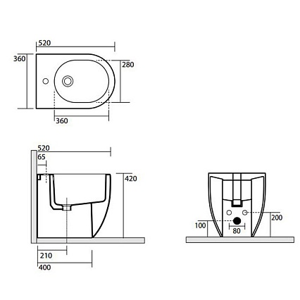 Напольное биде Kerasan Flo 312001*1 52x36 см белый