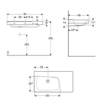 Раковина Geberit Xeno² 90 см R 500.534.01.1