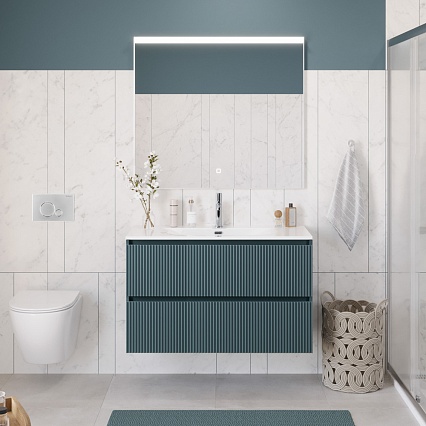 Тумба с раковиной BelBagno Uno 100 см Голубой матовый