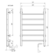 Полотенцесушитель электрический Domoterm Классик DMT 109-6 50x80 EK ТЭН справа, черный