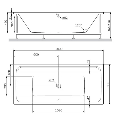 Акриловая ванна Am.Pm Inspire V2.0 W52A-180-080W-A 180x80 см