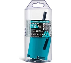 Коронка алмазная сегментная 72x63 мм, М16, с хвостовиками HEX, SDS-plus, по бетону, в тубе METALLICA Optima 902080