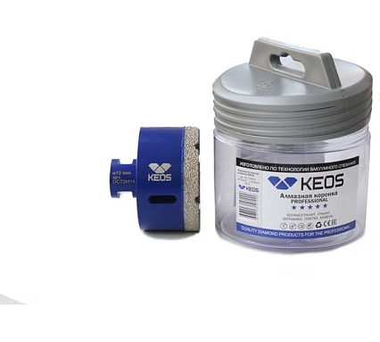 Коронка алмазная по керамограниту PRO 72 мм, M14 KEOS DC72M14