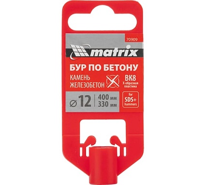Бур по бетону 12x400 мм, SDS PLUS c крестовой пластиной Matrix 70909