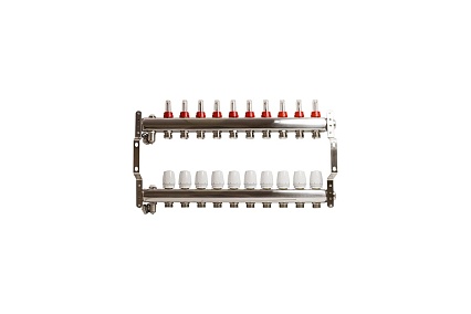 Коллекторная группа VRT 1"х3/4", евроконус, 10 выходов, c расходомерами 530138