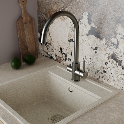 Смеситель для кухни Oliveeka OL-458022-BGM с подкл. к фильтру, оружейный металл