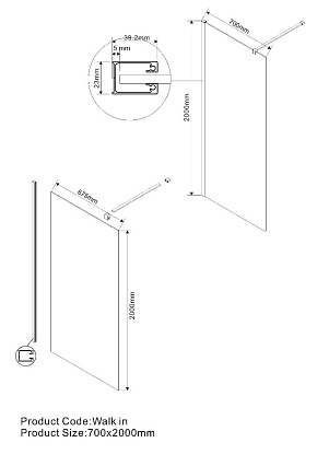 Душевая перегородка Vincea Walk-In VSW-1H700CL 70x200 хром, прозрачное