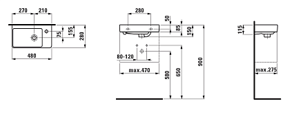 Раковина Laufen Pro 48x28 (правая) 8.1595.4.000.104.1