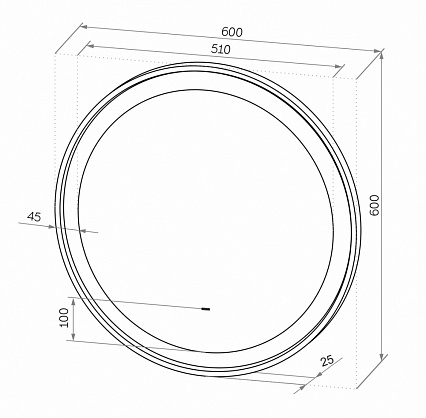 Зеркало Континент Planet Black LED 60x60 см с подсветкой ЗЛП623