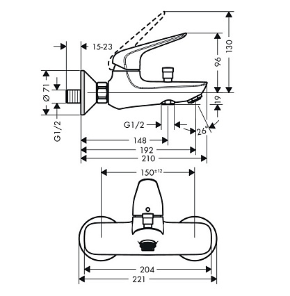 Смеситель для ванны Hansgrohe Novus 71040000