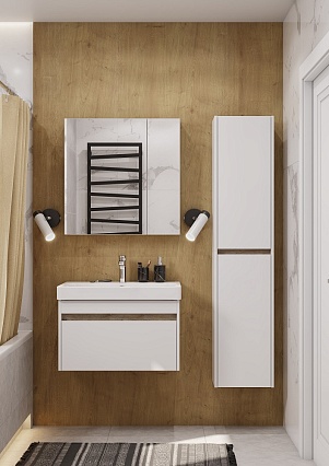 Мебель для ванной Акватон Марти 70 см дуб эндгрейн, белый