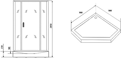 Душевая кабина Grossman GR271D 90x90, черный