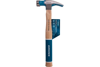 Молоток-гвоздодер Gross 380 г, угол 75, магнит, обрезиненная рукоятка american hickory 10413