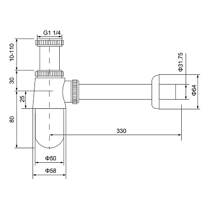 Сифон для раковины Timo 960/16L белый матовый