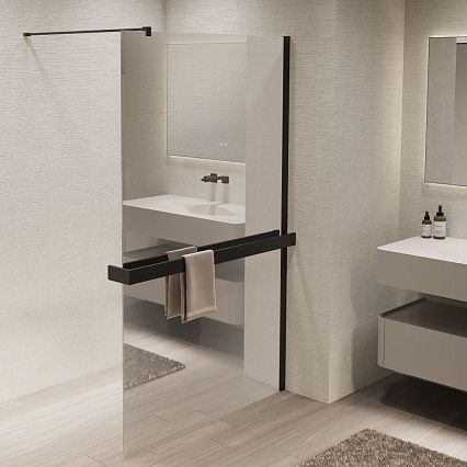 Душевая перегородка Vincea Walk-In VSW-1HR100MRB 100x200 черный матовый, зеркальное