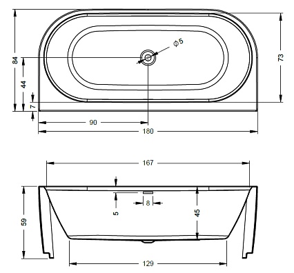 Акриловая ванна Riho Desire 184x84 BD07 пристенная