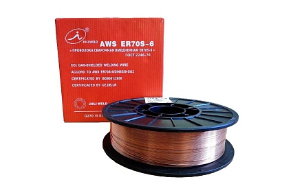 Проволока сварочная омедненная ER70S-6 (СВ08Г2С) 1 мм, катушка D270, 15 кг JULI WELD 822
