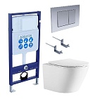 Подвесной унитаз SET Aquatek Либерти-011 4в1, кнопка хром матовый