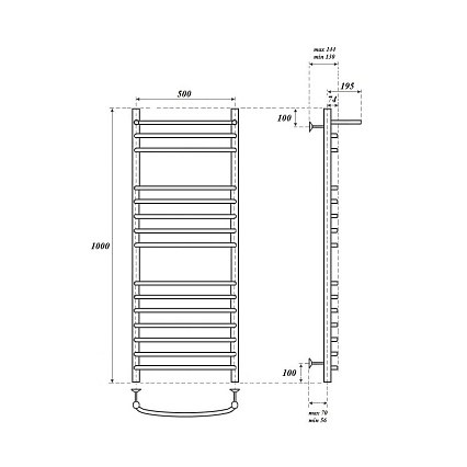 Полотенцесушитель электрический Point PN05150SPE П14 50x100 с полкой, хром