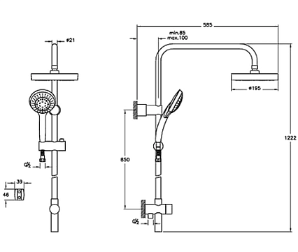 Душевой набор VitrA System Rain и Flo S A49234EXP