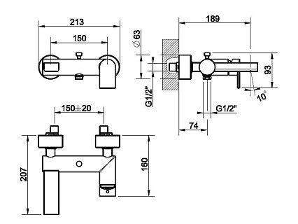 Смеситель для ванны Gessi Via Manzoni 38613-149 никель