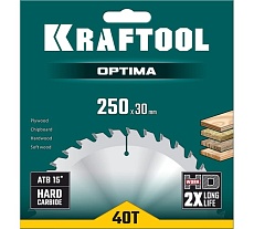 Диск пильный по дереву Kraftool Optima 250x30 мм, 40Т 36951-250-30