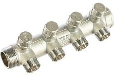 Запорный коллектор с 4 отводами FAR 1" ВР-НР М24х19 FK 3906 C1