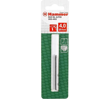 Сверло по плитке и стеклу Flex 202-402 DR GL (4х65 мм) Hammer 30818