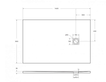 Поддон для душа BelBagno TRAY-MR-UNO-AH-140/90-35-W-NO 140x90 белый, накладка черный