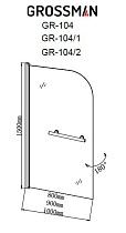 Шторка для ванны Grossman GR-104 150x80 прозрачное