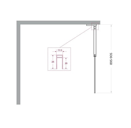 Душевая перегородка Belbagno UNO-L-1-TB-90-BR-GM 90x200 бронза, оружейная сталь