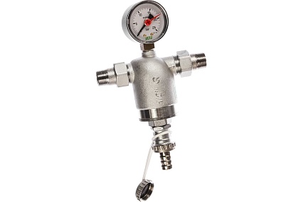Фильтр FAR 1/2" НР-НР, с манометром, 100мкм, Max: 95C, 25бар FA 3944 12100