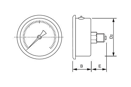 Манометр от 0 до 10 бар из нержавеющей стали, D40 мм, NPT 1/8", штуцер сзади по центру A-Flow G30-S-2N-40B-10bar/MPa