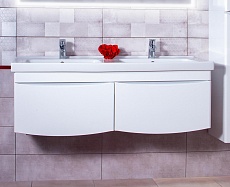 Тумба с раковиной Бриклаер Вега 125 см белый глянец