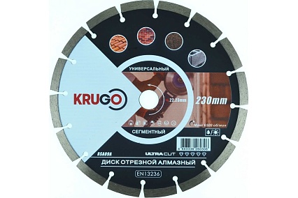 Диск алмазный сегмент 230x10x22 мм KRUGO RSA09A