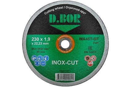 Диск отрезной по нержавеющей стали INOX-CUT (230x1.9x22.23 мм; WA46T-BF; F41) D.BOR F41-IC-230-19-22
