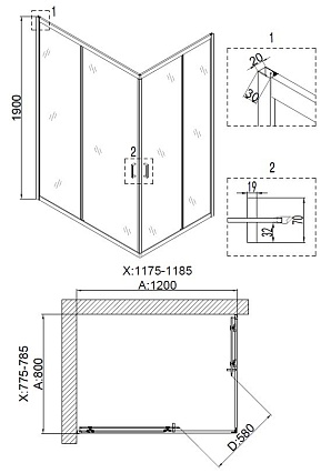 Душевой уголок Niagara Nova NG-6610-08 120x80 прозрачный, хром