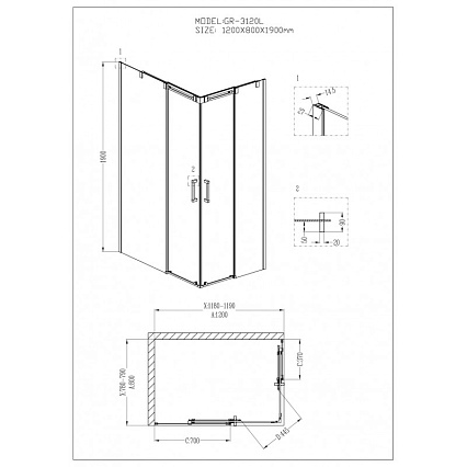 Душевой уголок Grossman Galaxy GR-3120L 120x80 прямоугольный, левый