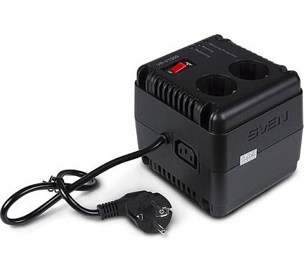 Стабилизатор SVEN VR-V1000 (500Вт,Входное 184-285В, 2×CEE7/4+1×ІЕС320 розеток) SV-015572