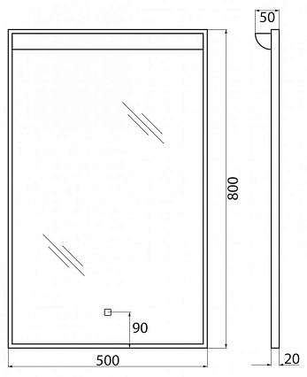 Зеркало BelBagno SPC-UNO-500-800-TCH 50x80 см, с подсветкой