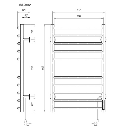 Полотенцесушитель электрический Domoterm Классик DMT 109-10 50x86 TBOX EK ТЭН справа, с таймером, хром