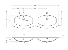 Раковина Cezares Vague 138 см 50156
