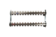 Коллектор из нержавеющей стали без расходомеров, с клапаном выпуска воздуха и сливом STOUT 12 выходов SMS-0932-000012