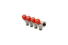 Коллектор VRT 3/4&quot;x1/2&quot;, с регулировочными вентилями, 4 выхода 524078