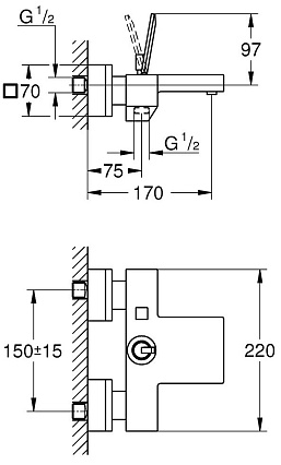 Смеситель для ванны Grohe Eurocube Joy 23666000